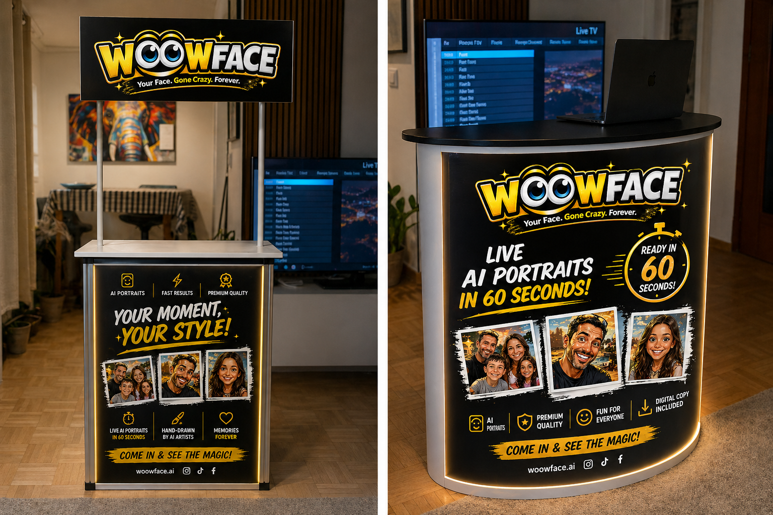 WooWFace stand and counter setup